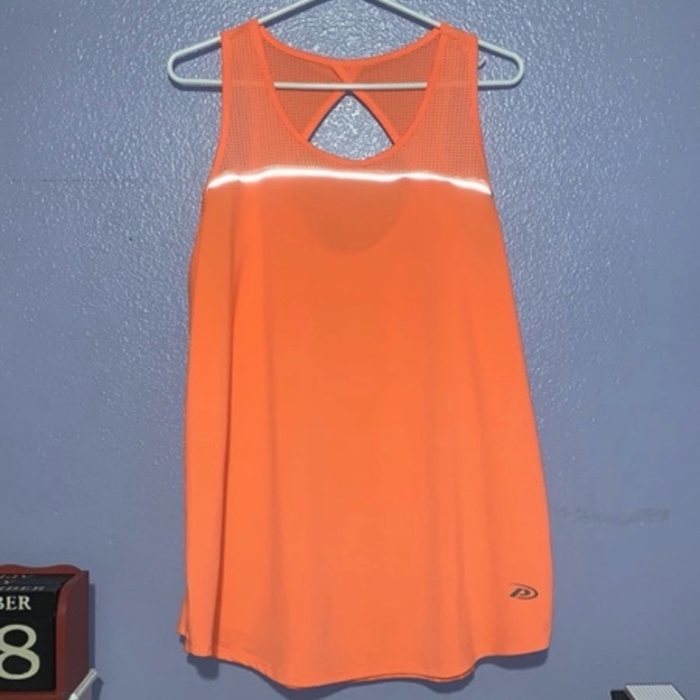 Pro Player neon orange moisture wicking athletic tank top keyhole workout